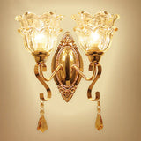 Contemporary Wall Mounted Lamp With Metallic Gold Finish And Geometrical Glass Shade 2 / A