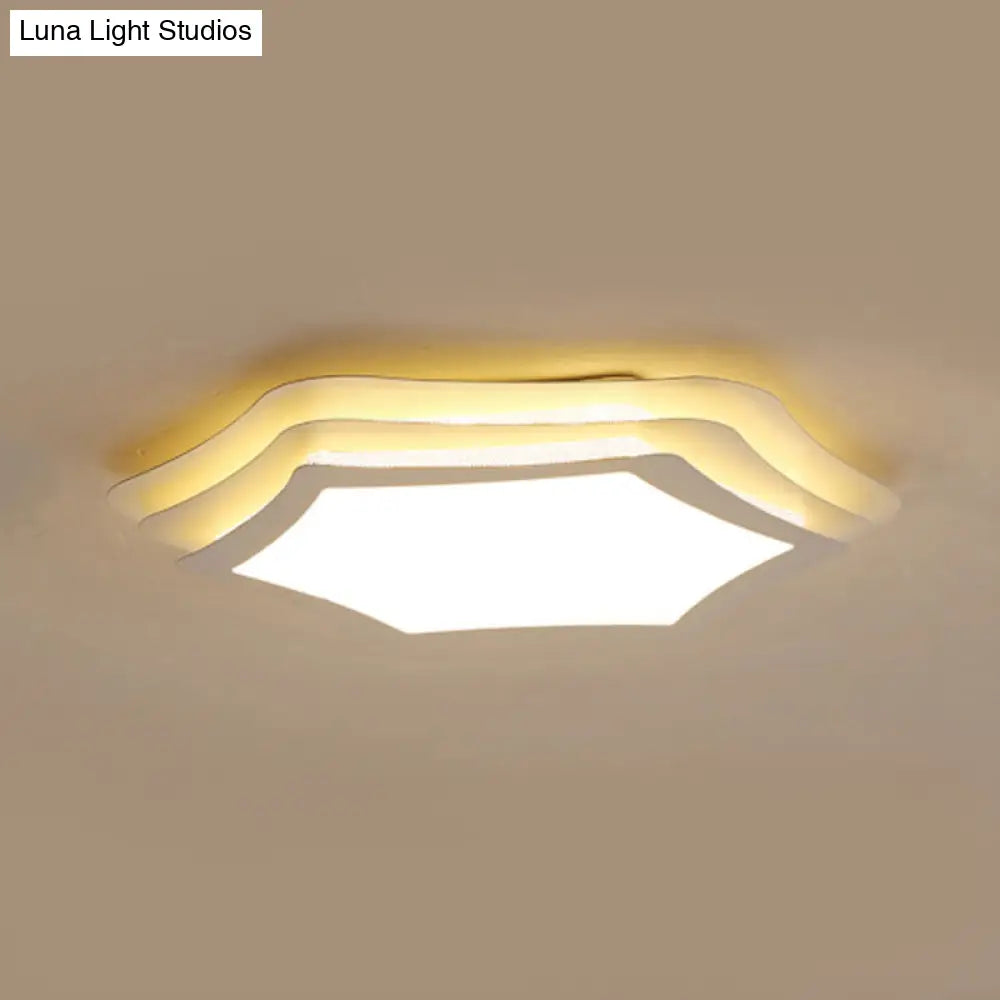 Contemporary White Acrylic Led Flush Ceiling Light For Study Room