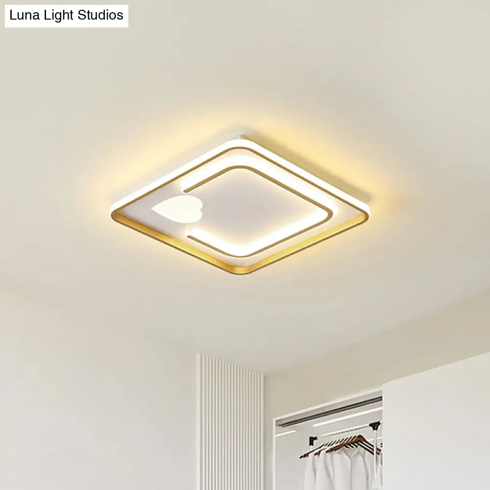 Contemporary White Acrylic Led Flush Mount Ceiling Light With Loving Heart Design