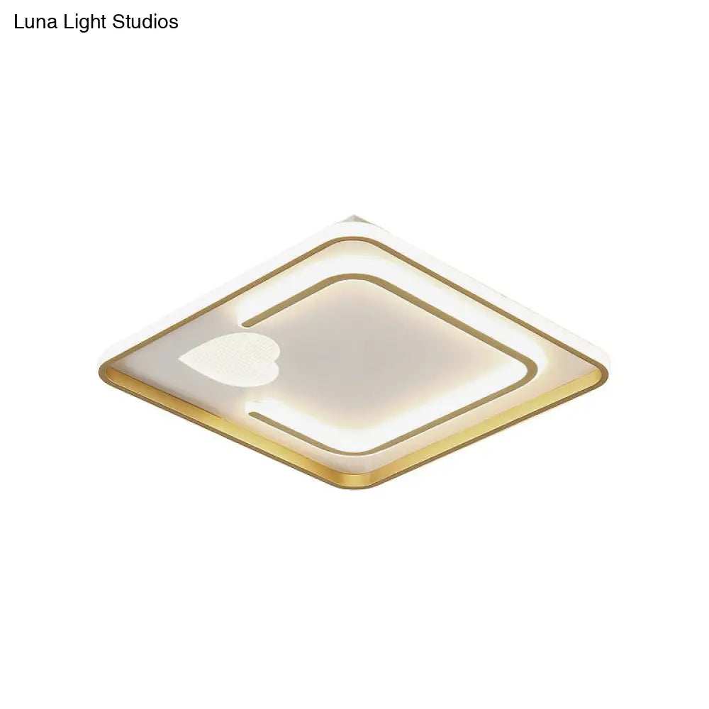 Contemporary White Acrylic Led Flush Mount Ceiling Light With Loving Heart Design