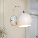 Contemporary White Adjustable Wall Sconce For Bedside - Iron Dome Mount Lighting Fixture