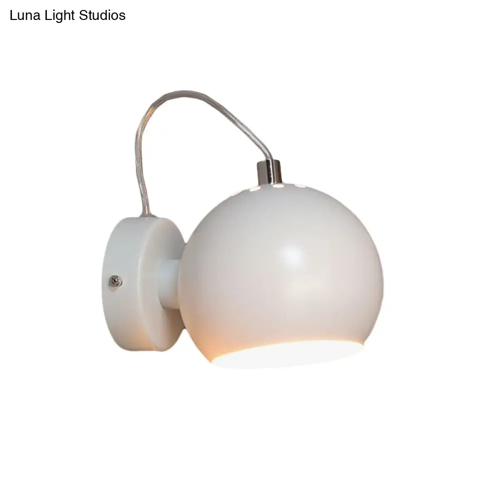 Contemporary White Adjustable Wall Sconce For Bedside - Iron Dome Mount Lighting Fixture
