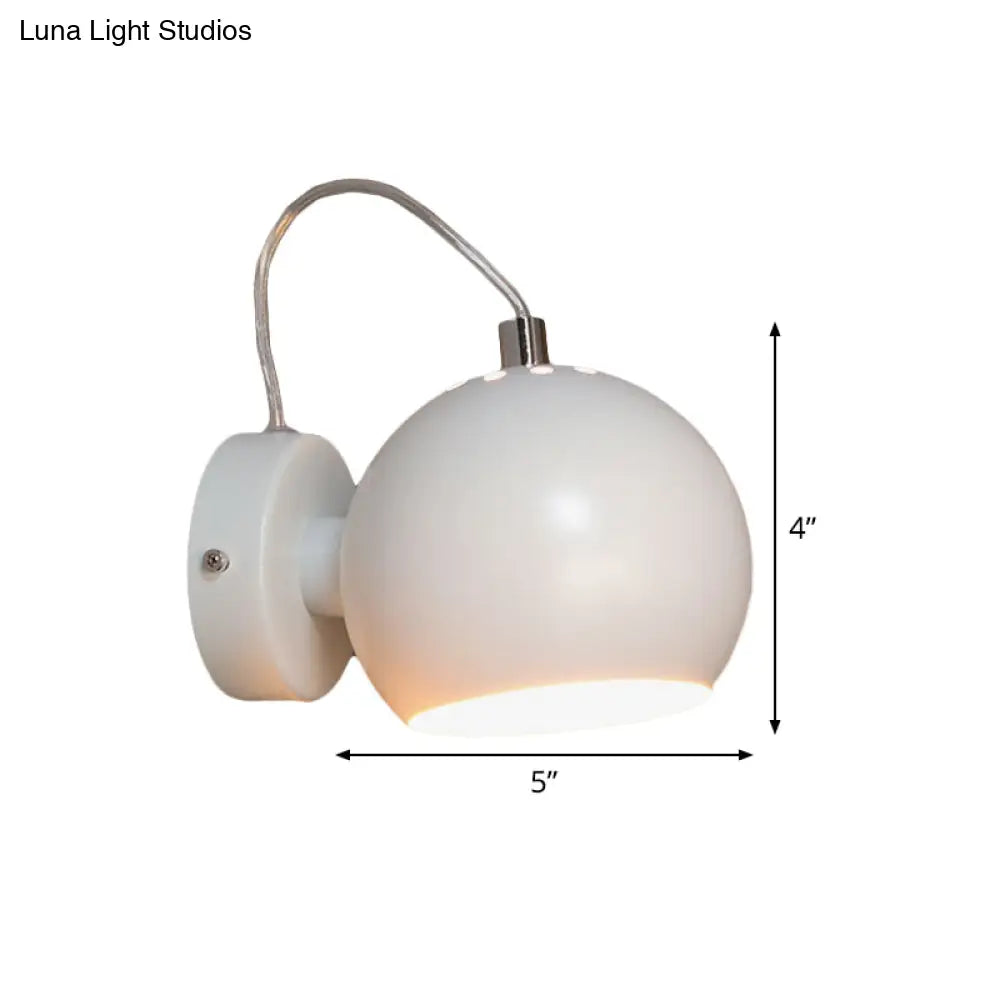 Contemporary White Adjustable Wall Sconce For Bedside - Iron Dome Mount Lighting Fixture