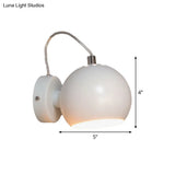 Contemporary White Adjustable Wall Sconce For Bedside - Iron Dome Mount Lighting Fixture