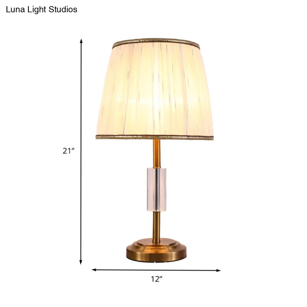 Contemporary White Barrel Reading Light With Fabric Shade - 1 Head Task Lighting