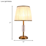 Contemporary White Barrel Reading Light With Fabric Shade - 1 Head Task Lighting