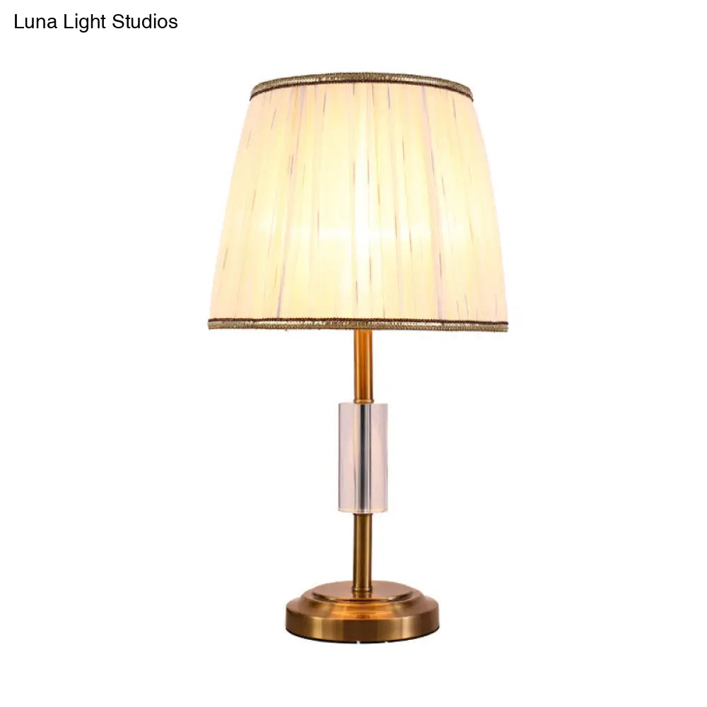 Contemporary White Barrel Reading Light With Fabric Shade - 1 Head Task Lighting