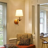Contemporary White/Beige Fabric Wall Sconce For Corridor - Tapered Mount Fixture With 1 Bulb White /