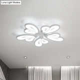Contemporary White Butterfly Wing Ceiling Flush Light With Warm/White - Ideal For Hotels