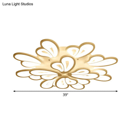 Contemporary White Butterfly Wing Ceiling Flush Light With Warm/White - Ideal For Hotels