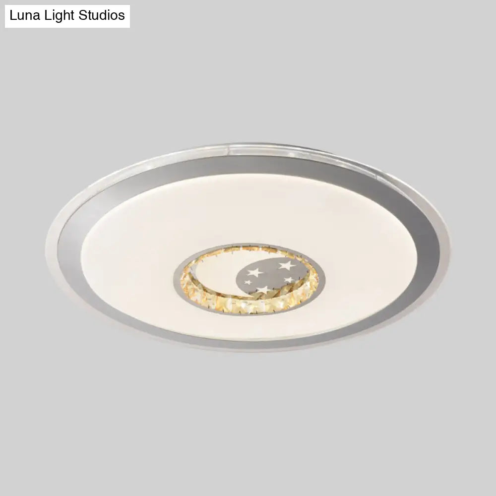 Contemporary White Crystal Led Ceiling Light For Sleeping Room With Stunning Heart/Moon/Star Designs