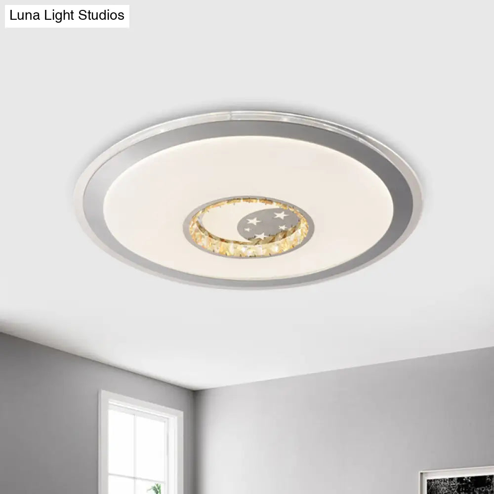 Contemporary White Crystal Led Ceiling Light For Sleeping Room With Stunning Heart/Moon/Star Designs