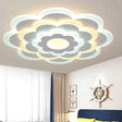 Contemporary White Flower Acrylic Led Flush Mount Ceiling Light - Outer Warm Inner 15’/19.5’