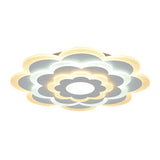 Contemporary White Flower Acrylic Led Flush Mount Ceiling Light - Outer Warm Inner 15/19.5 Wide