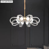 Contemporary White Flower Chandelier Pendant Light with 8 Acrylic Heads Stylish Ceiling Hang Fixture White