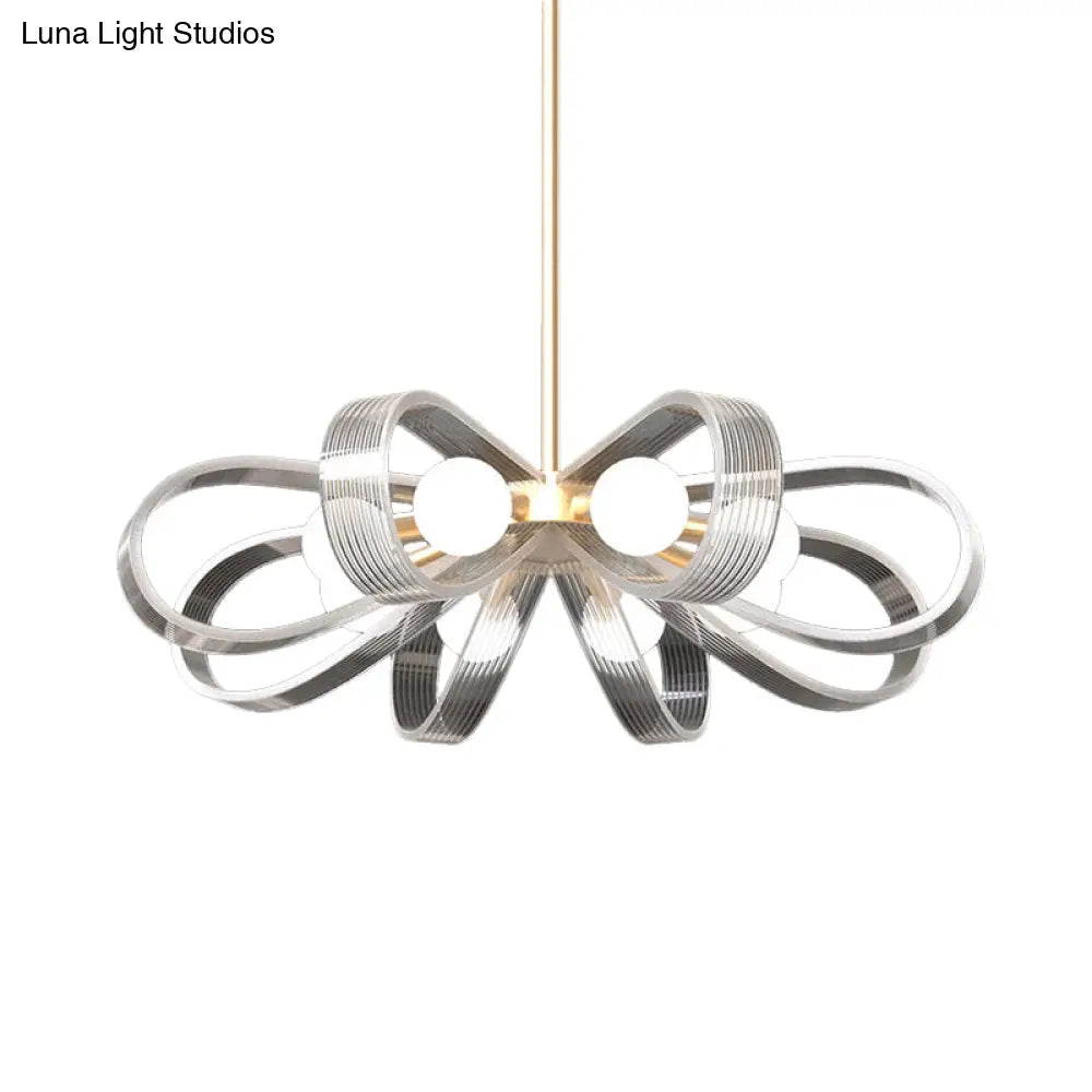 Contemporary White Flower Chandelier Pendant Light with 8 Acrylic Heads Stylish Ceiling Hang Fixture White