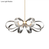 Contemporary White Flower Chandelier Pendant Light with 8 Acrylic Heads Stylish Ceiling Hang Fixture White
