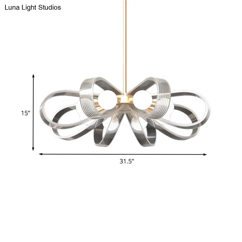 Contemporary White Flower Chandelier Pendant Light with 8 Acrylic Heads Stylish Ceiling Hang Fixture White
