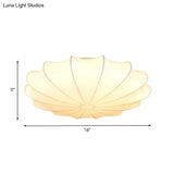 Contemporary White Flush Ceiling Light - Elegant Fabric Mount For Hallway