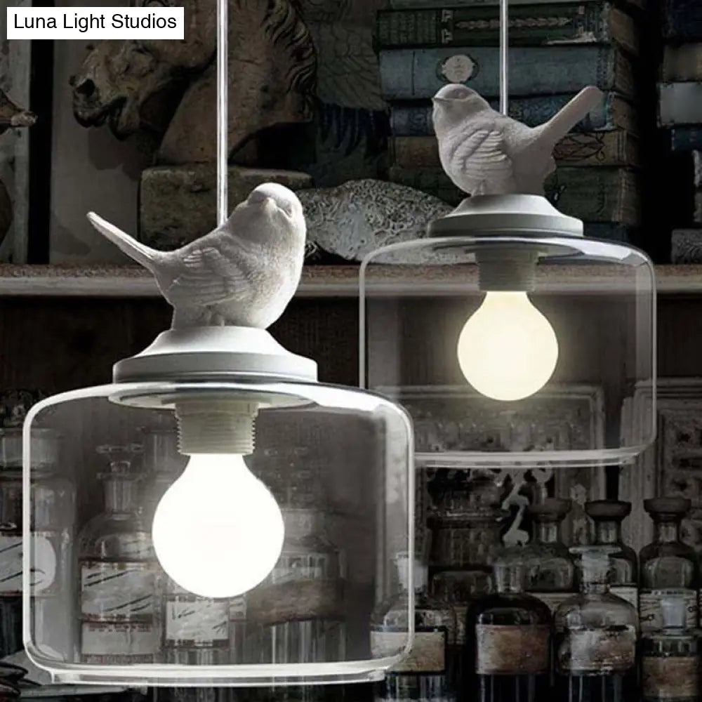 Contemporary White Glass Drum Pendant Light Fixture For Restaurant Ceiling