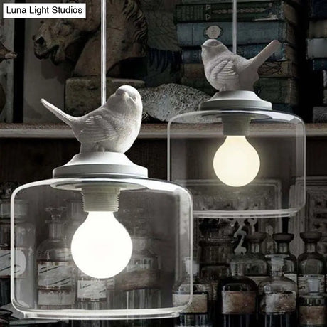 Contemporary White Glass Drum Pendant Light Fixture For Restaurant Ceiling