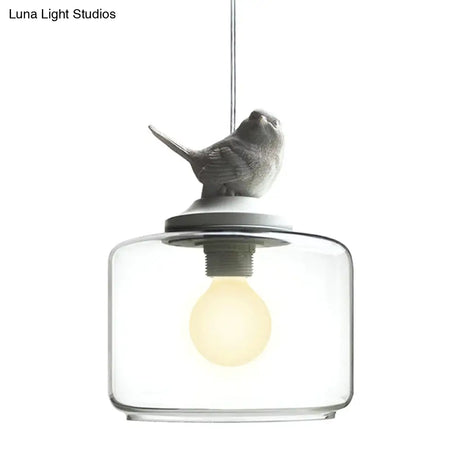 Contemporary White Glass Drum Pendant Light Fixture For Restaurant Ceiling