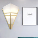 Contemporary White Glass Gold Sconce With Tapered Design And 1 Bulb