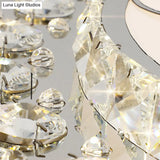 Contemporary White Led Crystal Flush Ceiling Light With Adjustable Brightness