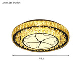 Contemporary White Led Crystal Flush Ceiling Light With Adjustable Brightness