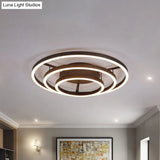 Contemporary White Led Flush Ceiling Light - 3/4 Rings Acrylic Coffee Flushmount Lamp