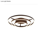 Contemporary White Led Flush Ceiling Light - 3/4 Rings Acrylic Coffee Flushmount Lamp