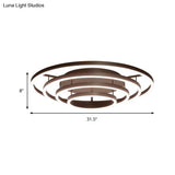 Contemporary White Led Flush Ceiling Light - 3/4 Rings Acrylic Coffee Flushmount Lamp