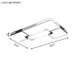 Contemporary White Led Flush Mount Ceiling Light Fixture - 19.5’/35.5’ Wide Acrylic Lamp For
