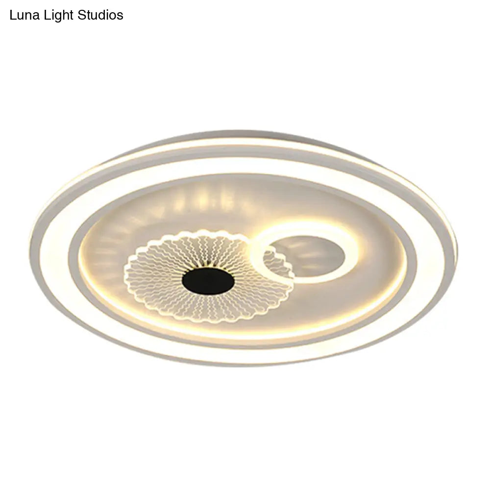 Contemporary White Led Flushmount For Bedroom With Acrylic Shade