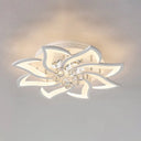 Contemporary White Metal Flushmount Light With Crystal Ball Accent 8 /