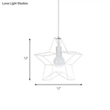 Contemporary White Metal Star Pendant Light With 1 Bulb