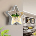 Contemporary White Metal Stone Sconce Lamp For Childs Bedroom With Fake Succulent Wall Light / Star