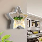 Contemporary White Metal Stone Sconce Lamp For Childs Bedroom With Fake Succulent Wall Light / Star