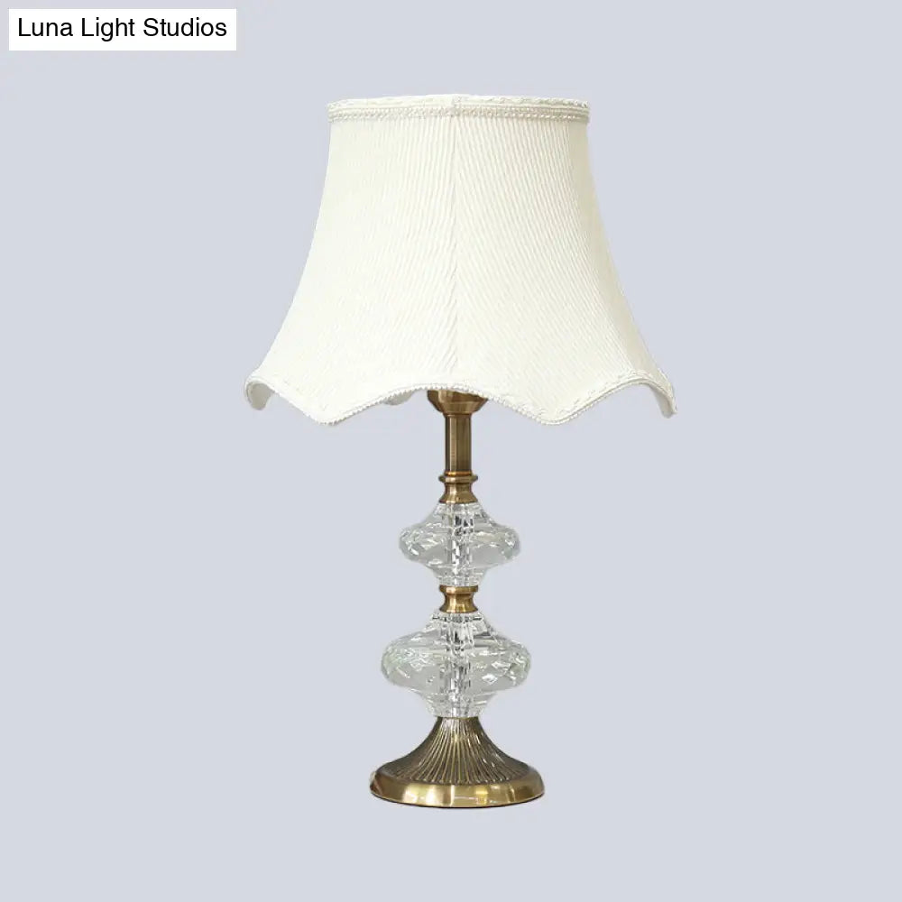 Contemporary White Night Table Lamp With Flare Shade For Bedroom