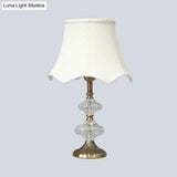 Contemporary White Night Table Lamp With Flare Shade For Bedroom