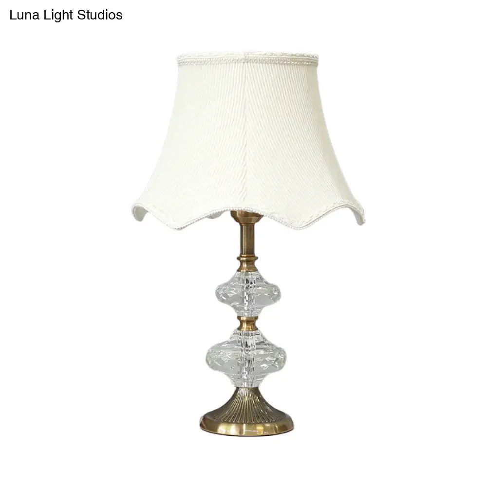 Contemporary White Night Table Lamp With Flare Shade For Bedroom