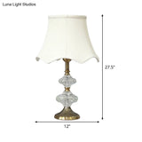 Contemporary White Night Table Lamp With Flare Shade For Bedroom