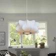 Contemporary White Propeller Hanging Light With Fabric Shade