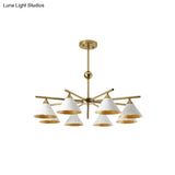 Contemporary White Pyramid Shade Pendant Light: Elegant Metallic Chandelier For Living Room