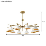 Contemporary White Pyramid Shade Pendant Light: Elegant Metallic Chandelier For Living Room