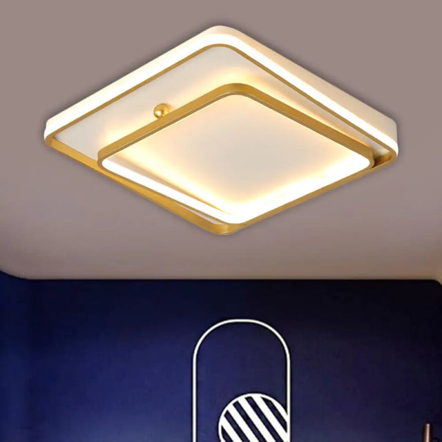 Contemporary White Square Frame Ceiling Led Flush Mount Lamp 19.5 Wide - Warm/White Light