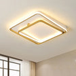 Contemporary White Square Frame Ceiling Led Flush Mount Lamp 19.5’ Wide - Warm/White Light /