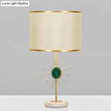 Contemporary White Table Light With Agate Deco And Night Lighting