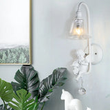 Contemporary White Wall Lamp With Bell Shade & Angel Design For Kids Room / A
