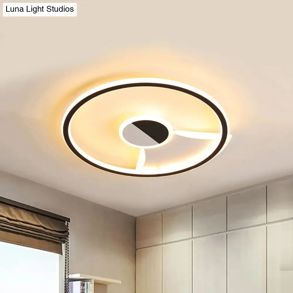 Contemporary White/Warm Flush Mount Lighting: Acrylic 16’/19.5’/23.5’ Lights In Black